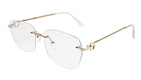 Soigné Unisex Large Square Rimless Spectacle Frame.Gold&White Soigné Unisex Large Square Rimless Spectacle Frame.Gold&White