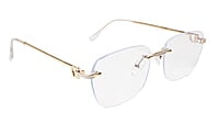 Soigné Unisex Large Square Rimless Spectacle Frame.Gold&White Soigné Unisex Large Square Rimless Spectacle Frame.Gold&White