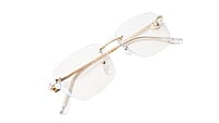 Soigné Unisex Large Square Rimless Spectacle Frame.Gold&White Soigné Unisex Large Square Rimless Spectacle Frame.Gold&White