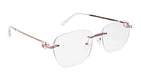 Soigné Female Large Square Rimless Spectacle Frame.Gold&Pink