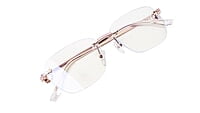 Soigné Female Large Square Rimless Spectacle Frame.Gold&Pink