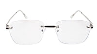 Soigné Unisex Large Square Rimless Spectacle Frame.Silver&Black
