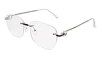 Soigné Unisex Large Square Rimless Spectacle Frame.Silver&Black