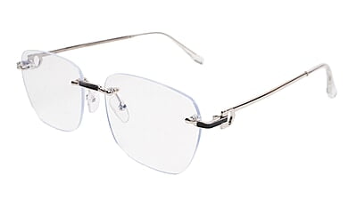 Soigné Unisex Large Square Rimless Spectacle Frame.Silver&Black