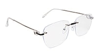 Soigné Unisex Large Square Rimless Spectacle Frame.Silver&Black