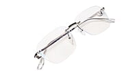Soigné Unisex Large Square Rimless Spectacle Frame.Silver&Black