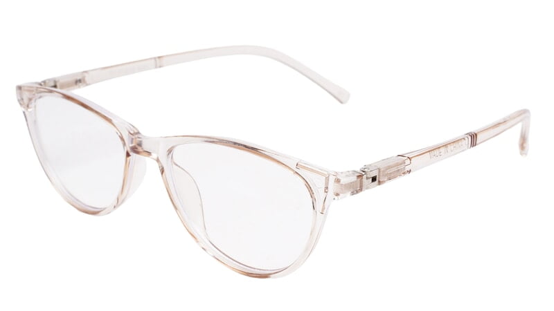 Soigné Female Cat Eye Spectacle Frames.See Through Brown-Large