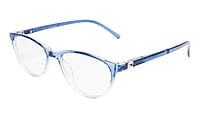 Soigné Female Cat Eye Spectacle Frames.Blue&Transparent-Large