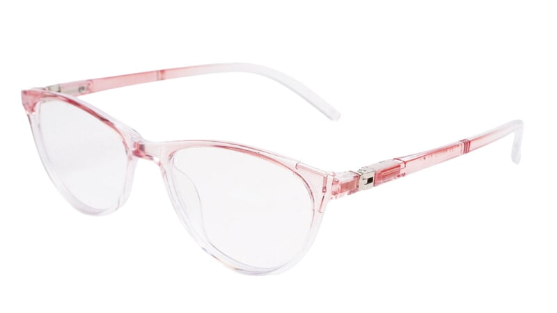 Soigné Female Cat Eye Spectacle Frames.Pink&Transparent-Large Soigné Female Cat Eye Spectacle Frames.Pink&Transparent-Large