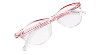 Soigné Female Cat Eye Spectacle Frames.Pink&Transparent-Large Soigné Female Cat Eye Spectacle Frames.Pink&Transparent-Large