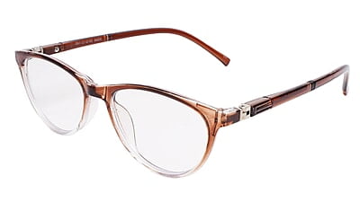 Soigné Female Cat Eye Spectacle Frames.Brown&Transparent-Large