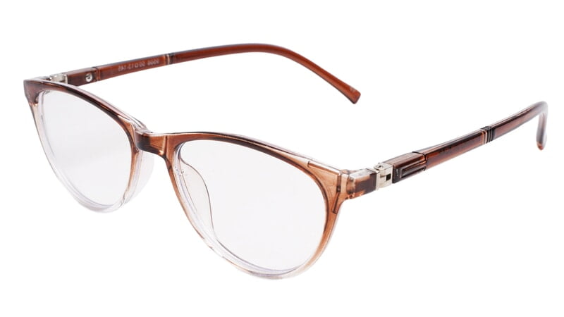 Soigné Female Cat Eye Spectacle Frames.Brown&Transparent-Large