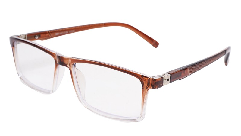 Soigné Unisex Rectangular Spectacle Frame.Brown&Transparent-Large