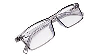 Soigné Unisex Rectangular Spectacle Frame.See Through Gray-Large