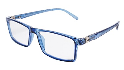 Soigné Unisex Rectangular Spectacle Frame.See Through Dark Blue-Large Soigné Unisex Rectangular Spectacle Frame.See Through Dark Blue-Large