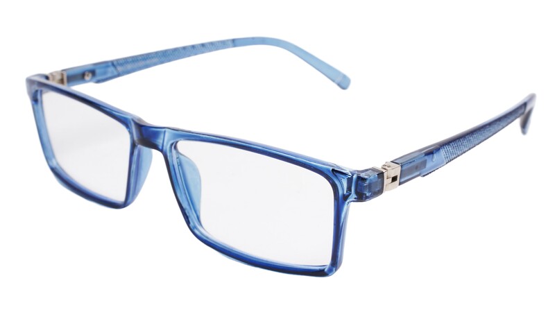 Soigné Unisex Rectangular Spectacle Frame.See Through Dark Blue-Large