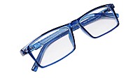 Soigné Unisex Rectangular Spectacle Frame.See Through Dark Blue-Large
