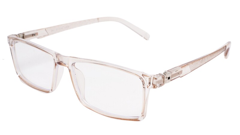Soigné Unisex Rectangular Spectacle Frame.See Through Brown-Large Soigné Unisex Rectangular Spectacle Frame.See Through Brown-Large
