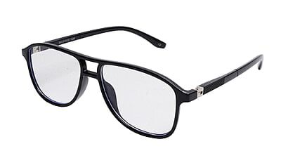 Soigné Unisex Aviator Spectacle Frame.Glossy Black-Large