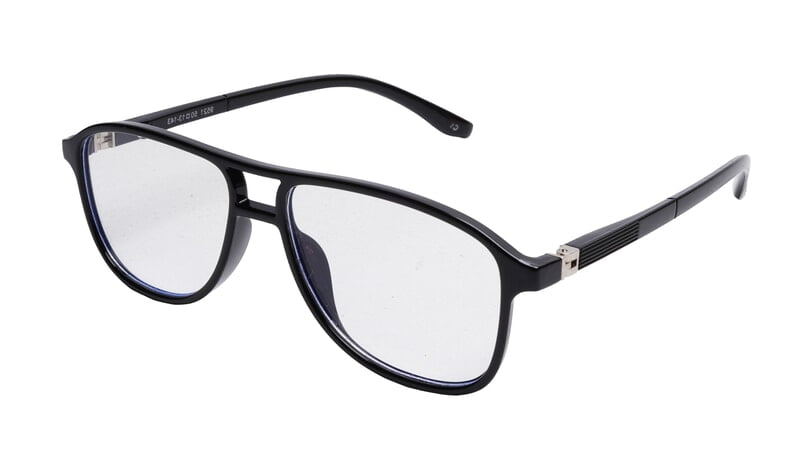 Soigné Unisex Aviator Spectacle Frame.Glossy Black-Large