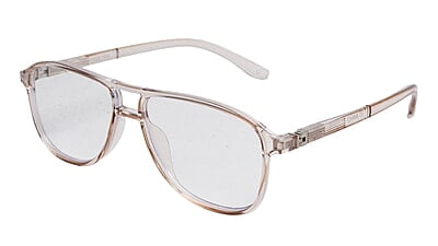Soigné Unisex Aviator Spectacle Frame.See Through Light Brown-Large