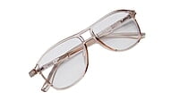Soigné Unisex Aviator Spectacle Frame.See Through Light Brown-Large