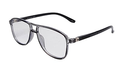 Soigné Unisex Aviator Spectacle Frame.See Through Gray-Large
