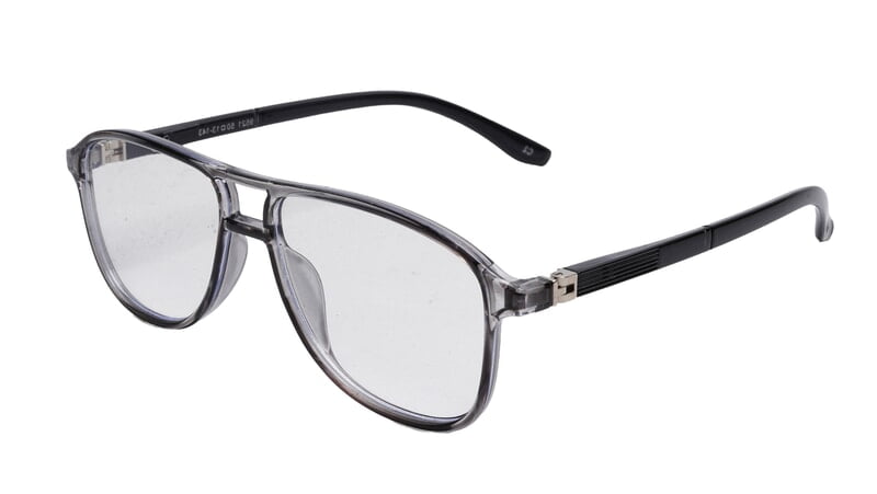 Soigné Unisex Aviator Spectacle Frame.See Through Gray-Large