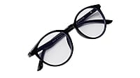 Soigné Unisex Medium Round Spectacle Frame.Glossy Black