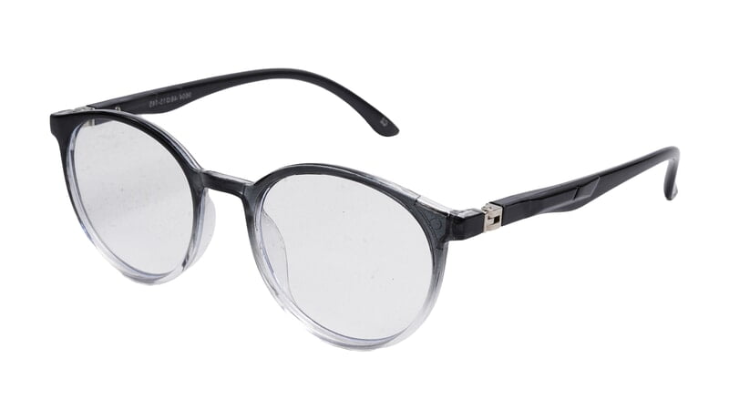 Soigné Unisex Medium Round Spectacle Frame.Black&Transparent Rim