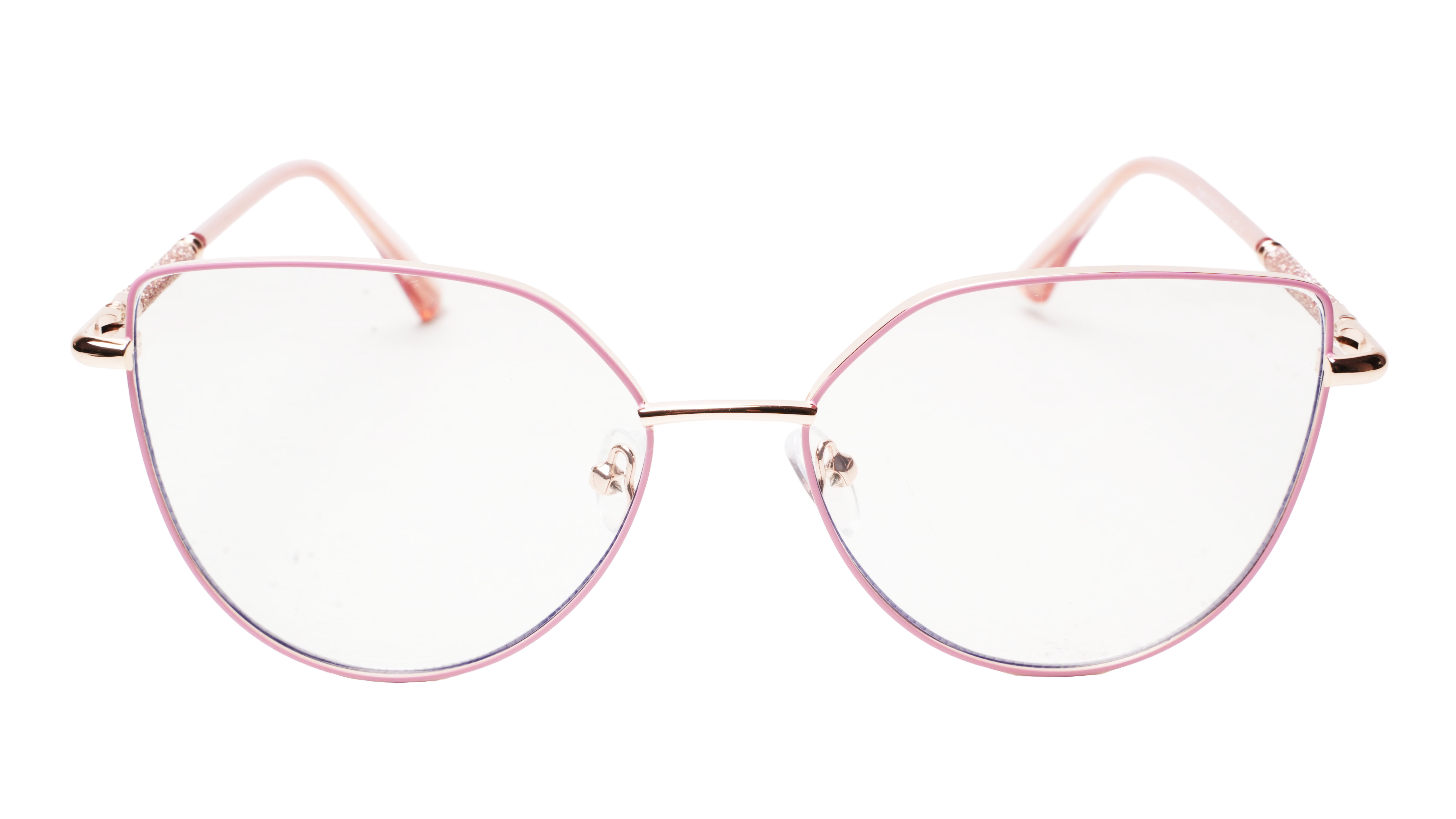 Soigné Female Cat Eye Spectacle Frame.Pink&Gold-Oversized