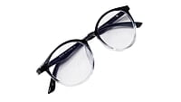 Soigné Unisex Medium Round Spectacle Frame.Black&Transparent Rim