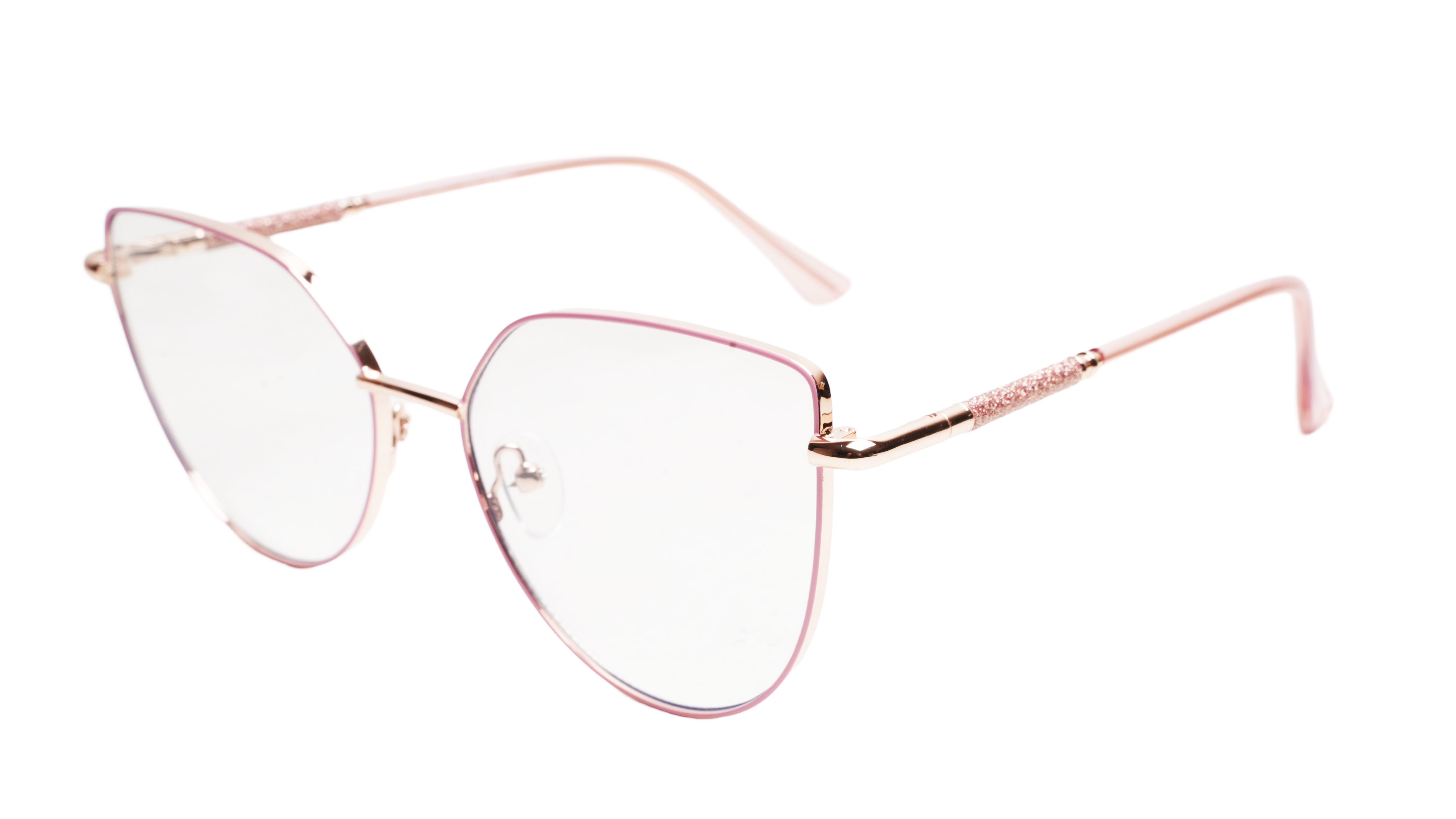 Soigné Female Cat Eye Spectacle Frame.Pink&Gold-Oversized Soigné Female Cat Eye Spectacle Frame.Pink&Gold-Oversized