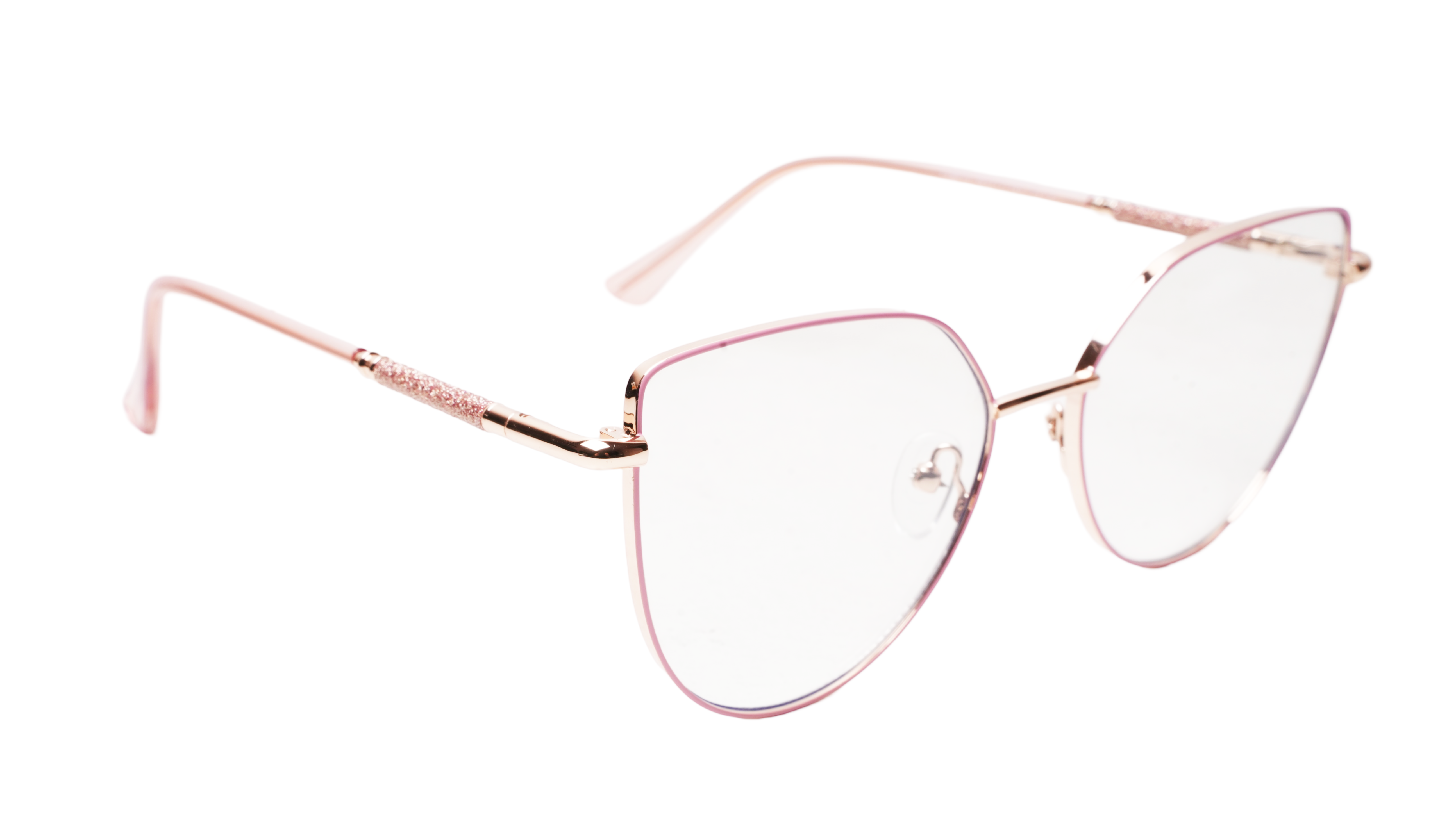 Soigné Female Cat Eye Spectacle Frame.Pink&Gold-Oversized