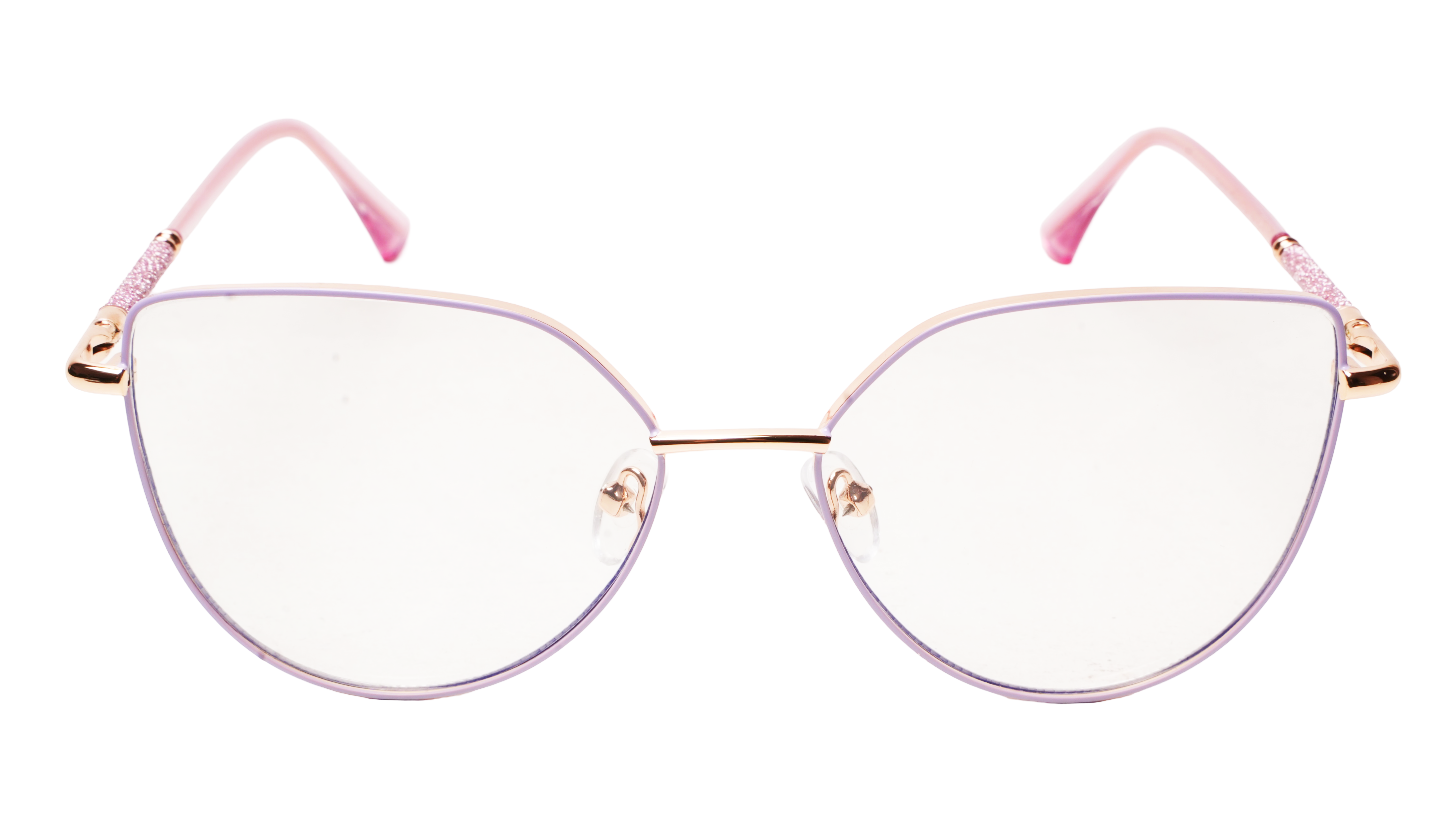 Soigné Female Cat Eye Spectacle Frame.Purple&Golden-Oversized