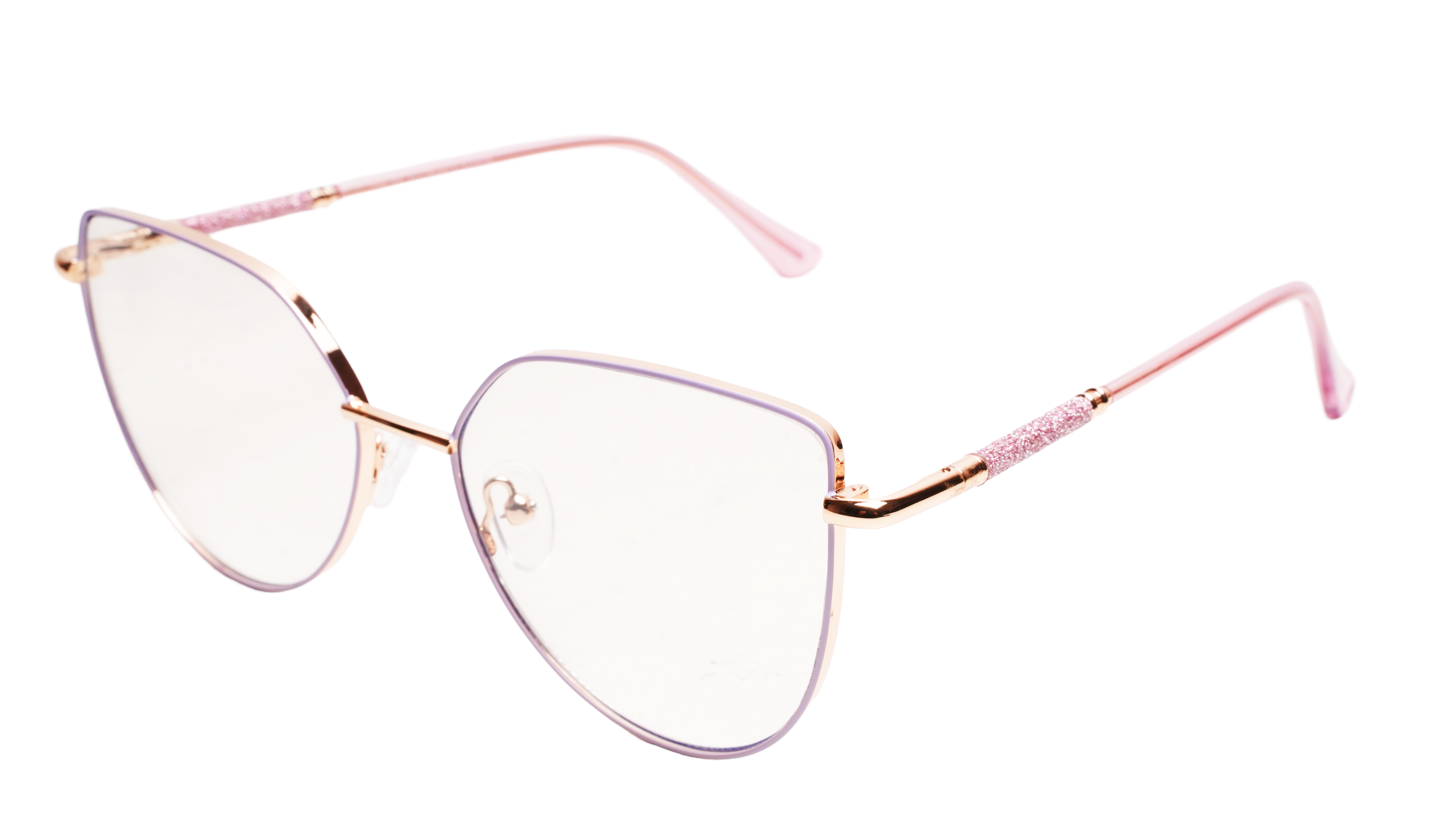 Soigné Female Cat Eye Spectacle Frame.Purple&Golden-Oversized