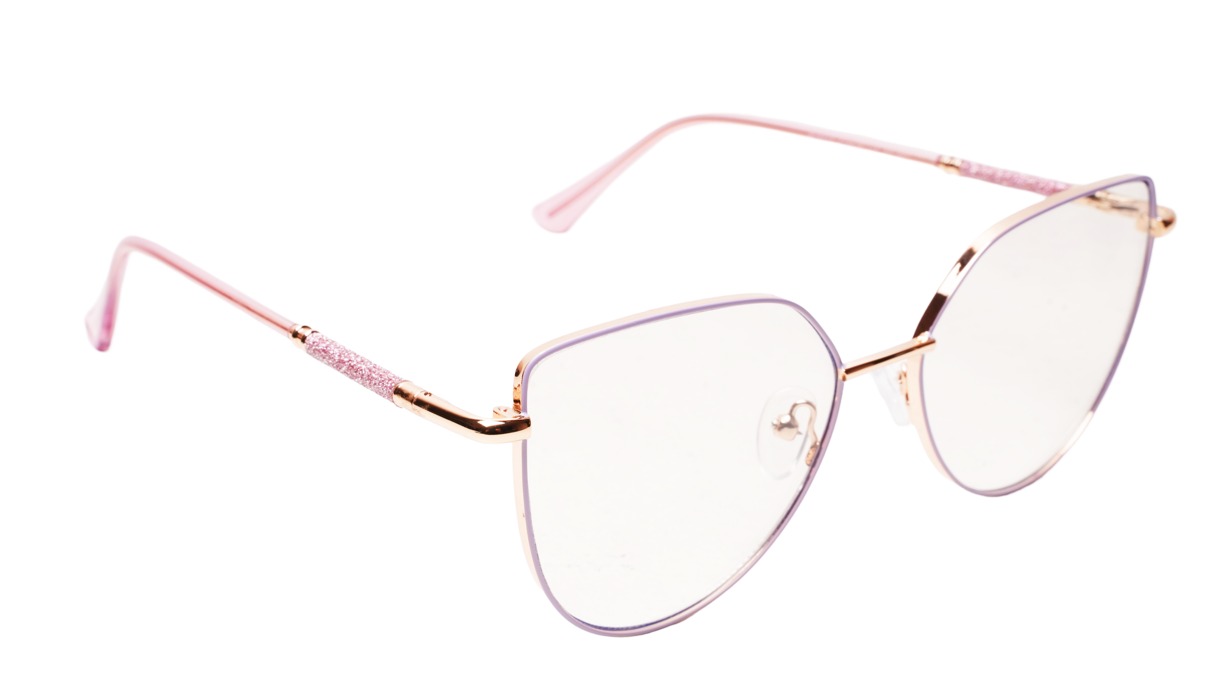 Soigné Female Cat Eye Spectacle Frame.Purple&Golden-Oversized