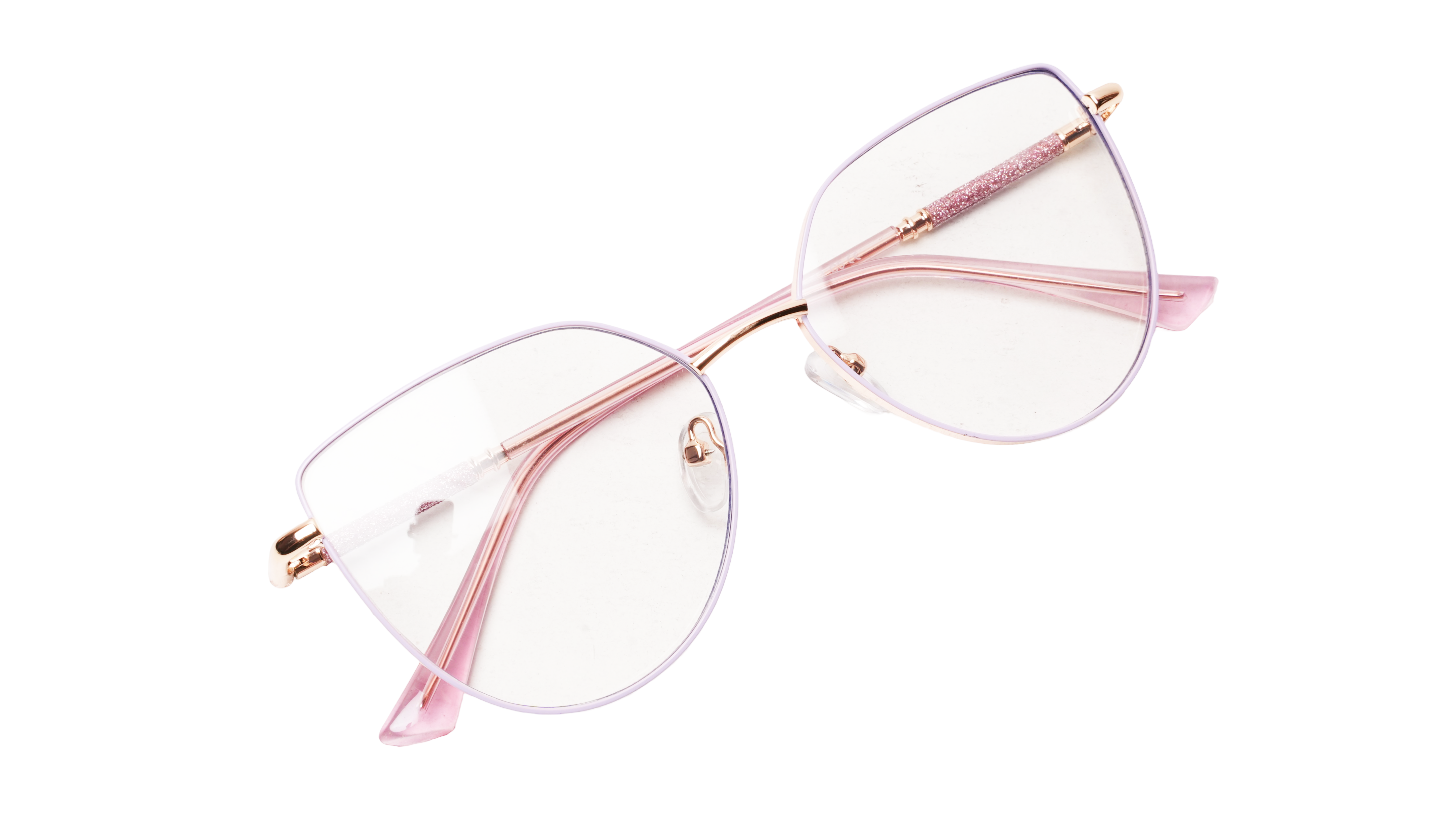 Soigné Female Cat Eye Spectacle Frame.Purple&Golden-Oversized
