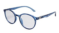 Soigné Unisex Medium Round Spectacle Frame.See Through Blue Rim