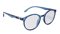 Soigné Unisex Medium Round Spectacle Frame.See Through Blue Rim