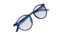 Soigné Unisex Medium Round Spectacle Frame.See Through Blue Rim