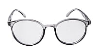 Soigné Unisex Medium Round Spectacle Frame.See Through Gray Rim
