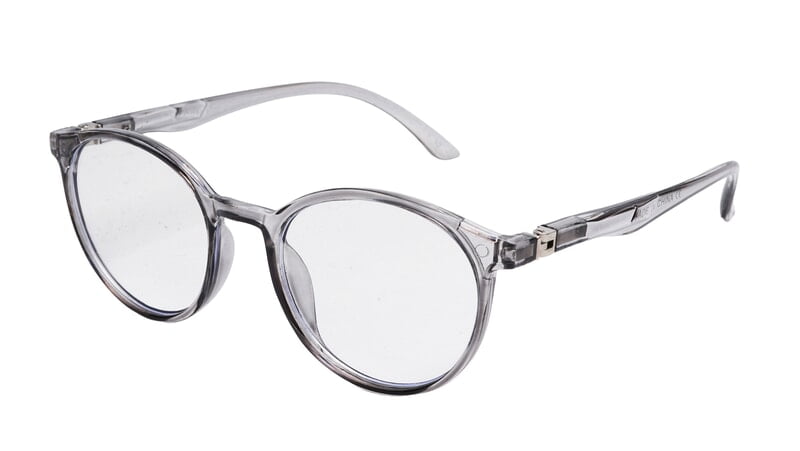 Soigné Unisex Medium Round Spectacle Frame.See Through Gray Rim