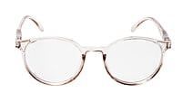 Soigné Unisex Medium Round Spectacle Frame.See Through Brown Rim