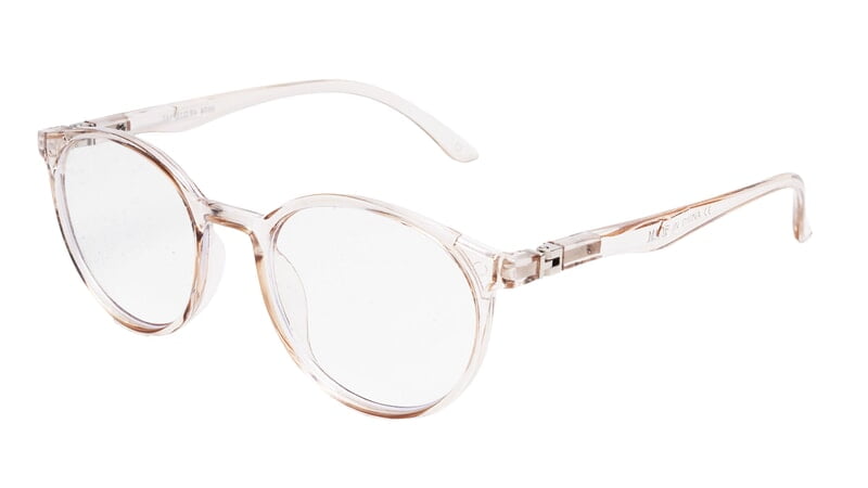 Soigné Unisex Medium Round Spectacle Frame.See Through Brown Rim