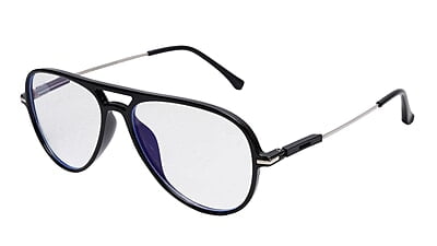 Soigné Unisex Aviator Spectacle Frame.Black&Silver-Large