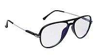 Soigné Unisex Aviator Spectacle Frame.Black&Silver-Large