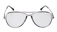 Soigné Unisex Aviator Spectacle Frame.See Through Gray&Silver-Large