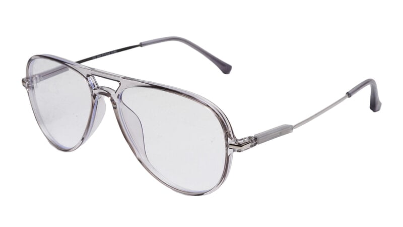 Soigné Unisex Aviator Spectacle Frame.See Through Gray&Silver-Large
