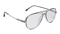Soigné Unisex Aviator Spectacle Frame.See Through Gray&Silver-Large
